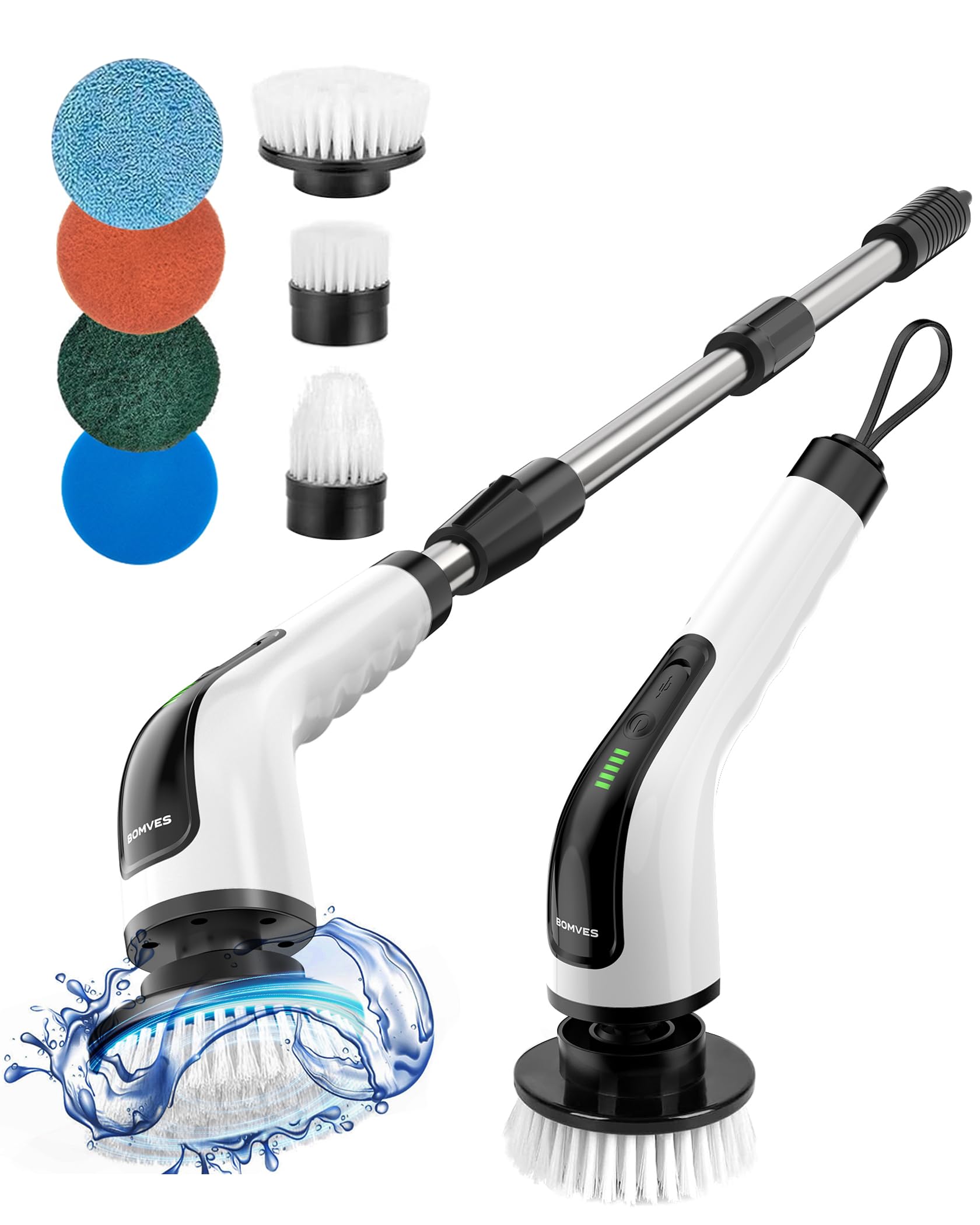 Electric Spin Scrubber, Power Shower Cleaning Brush with Long Handle | Cordless 