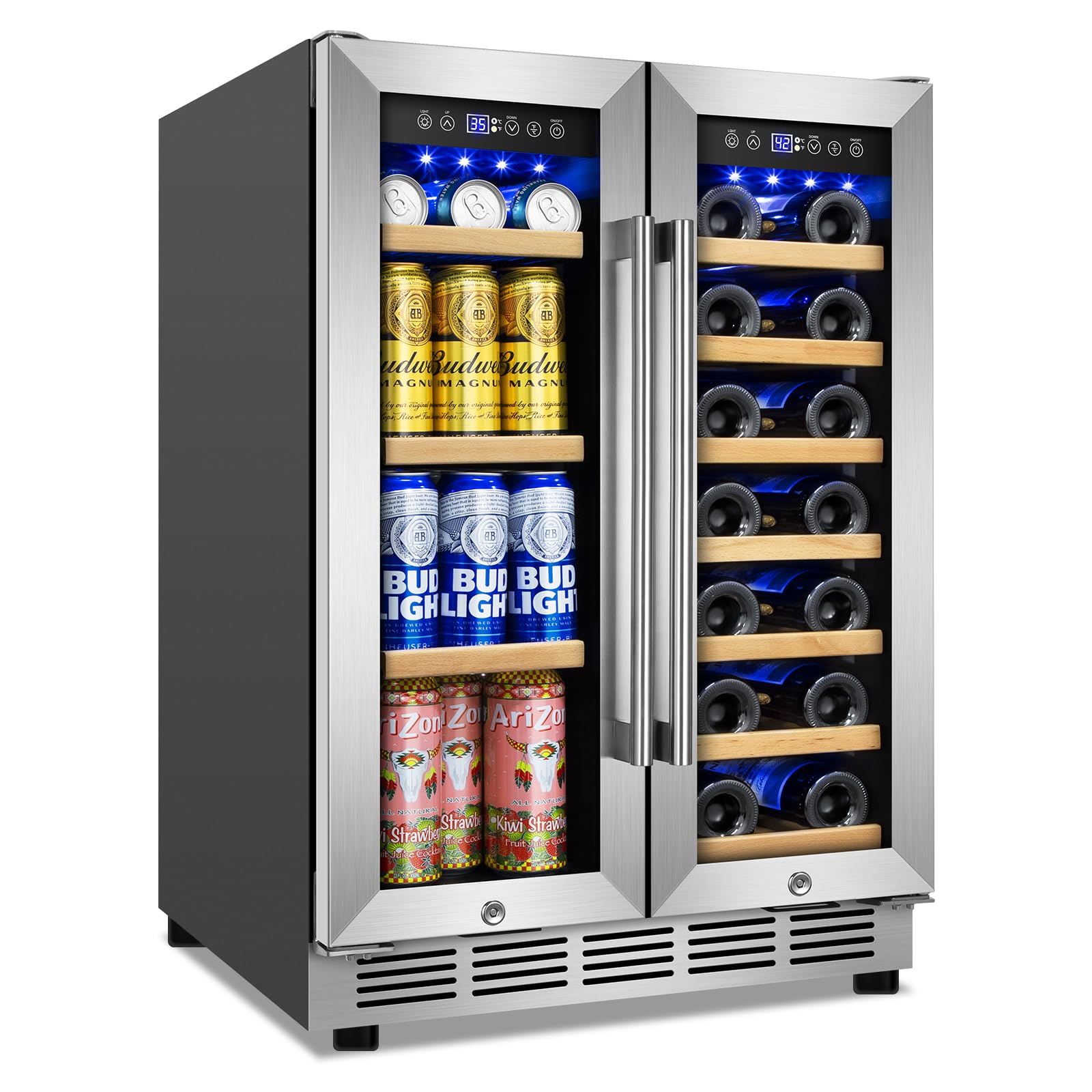 24" Dual Zone Wine and Beverage Refrigerator, Under Counter/Freestanding | 20-Bo