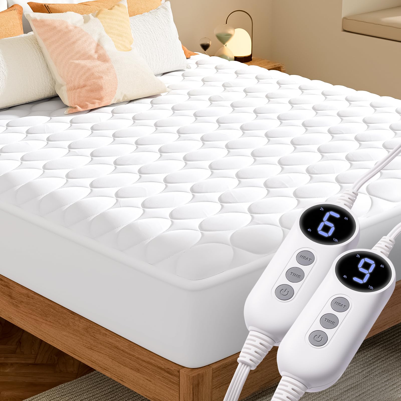MASVIS Heated Mattress Pad Queen Size with Dual Control - Electric Mattress Pads