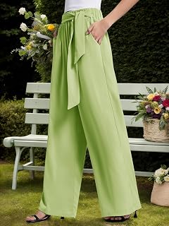 Pantalon à jambes larges pour femme, pantalon palazzo taille haute habillé d'été fluide décontracté décontracté pour le travail