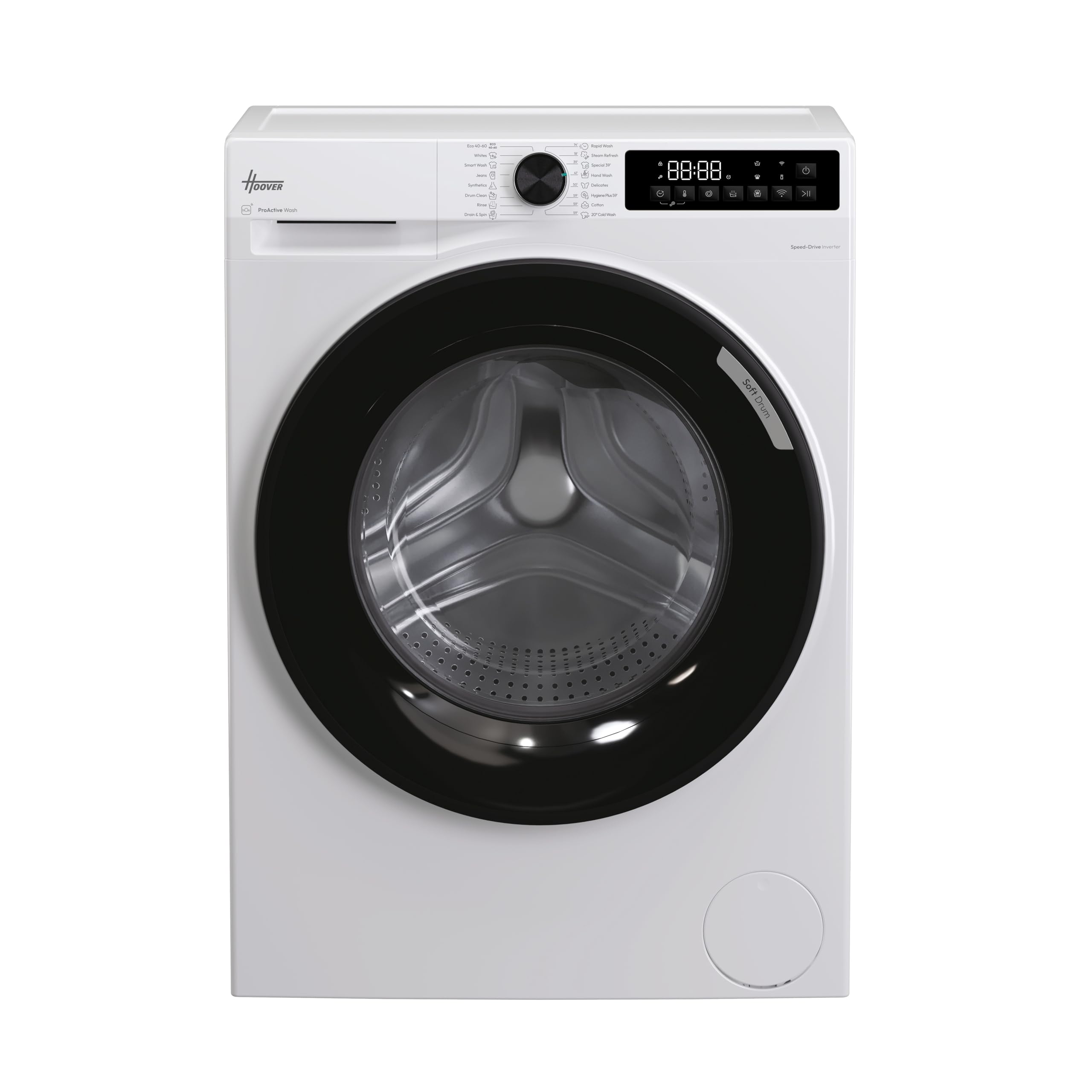 Hoover Pro Wash Series 3 Washing Machine, 10kg, White & Black, A-20% | XL Soft D