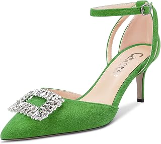 Castamere Women's High High Heel Pointed Toe Pumps Ankle Strap Diamond Crystal 6.5 CM Heels