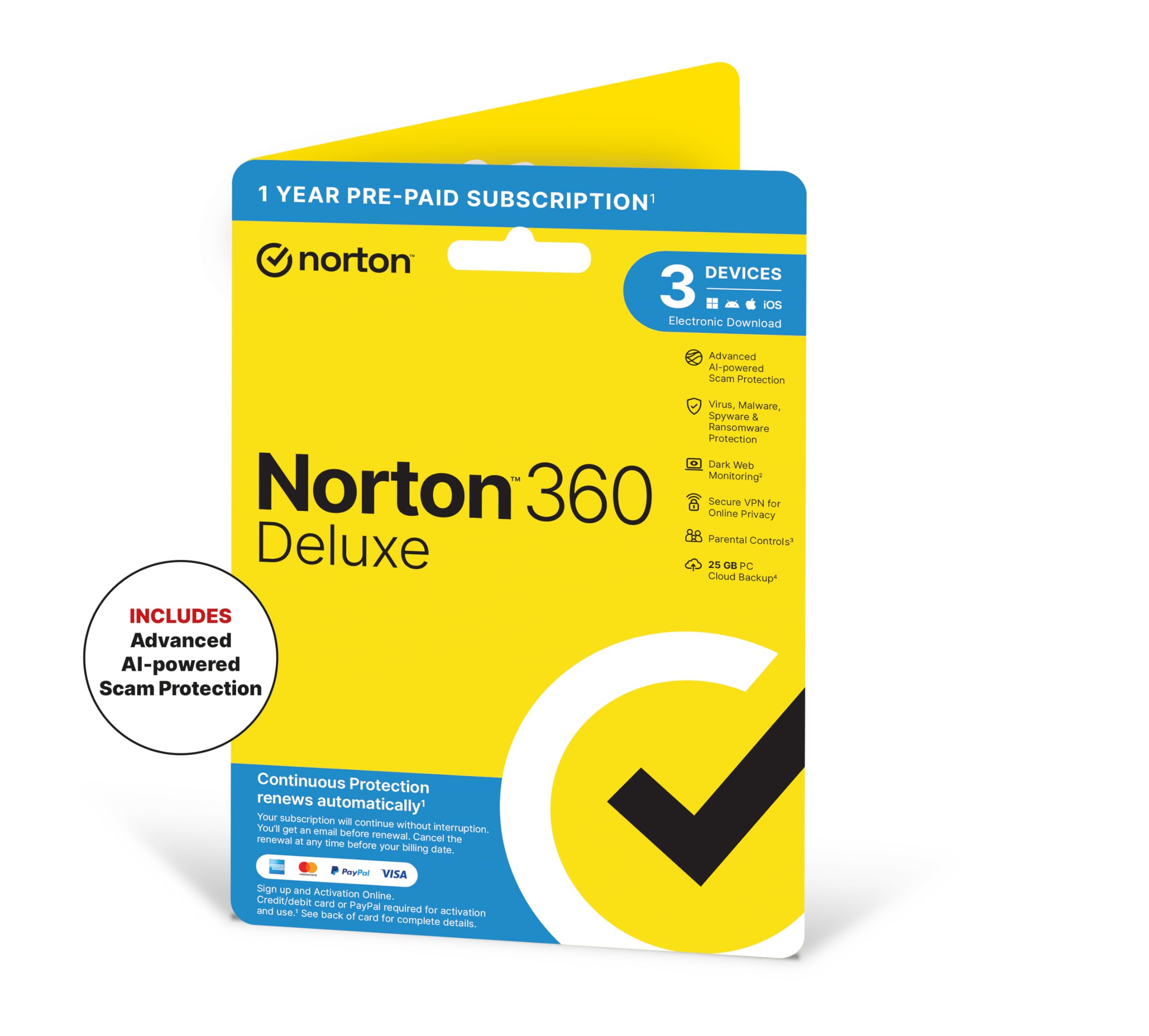 Norton 360 Deluxe 2026| 3 Devices |1-year subscription with automatic renewal| A