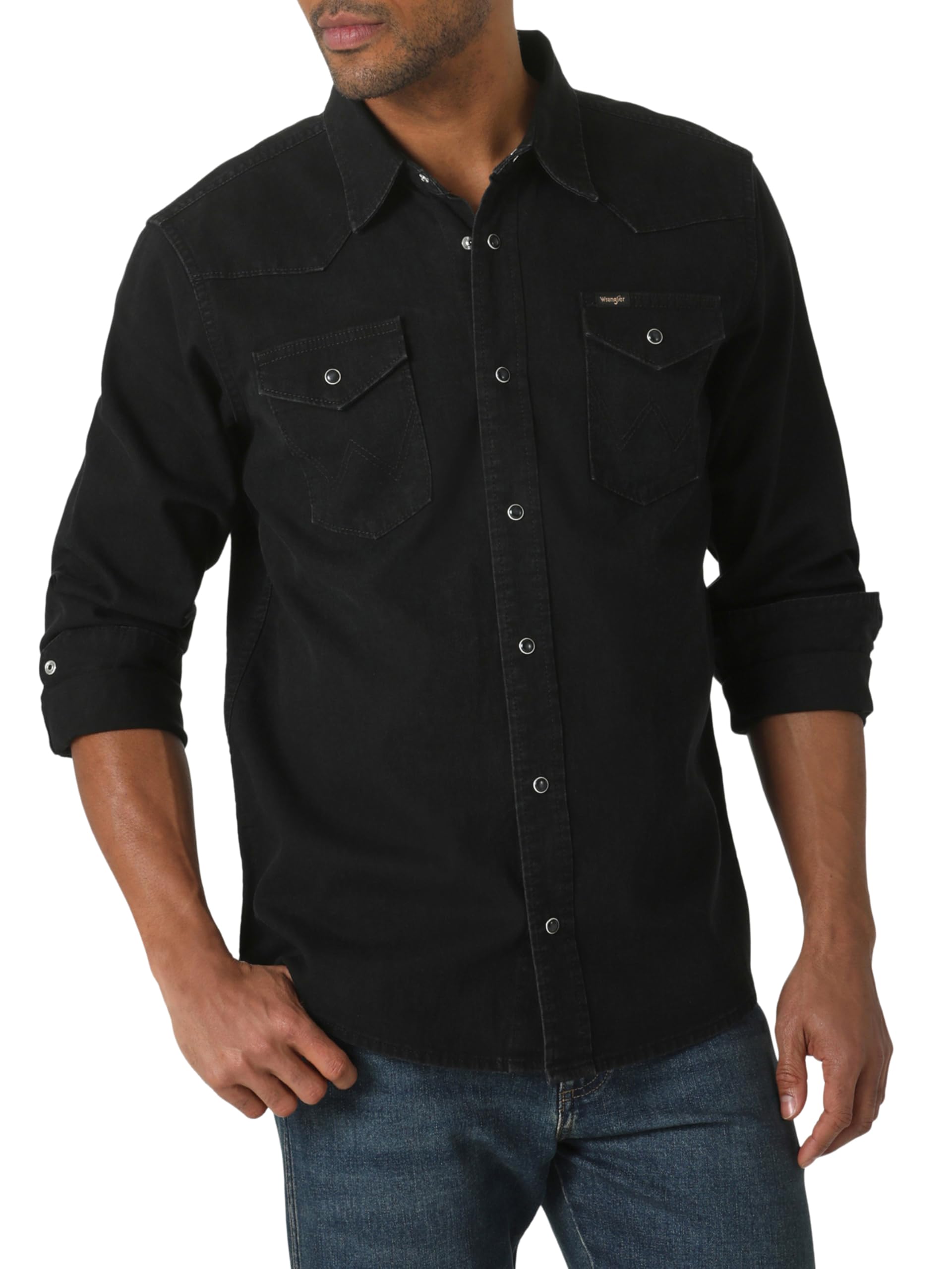 Wrangler Iconic Denim Regular Fit Snap Shirt Men's Button-Down Shirt (Pack