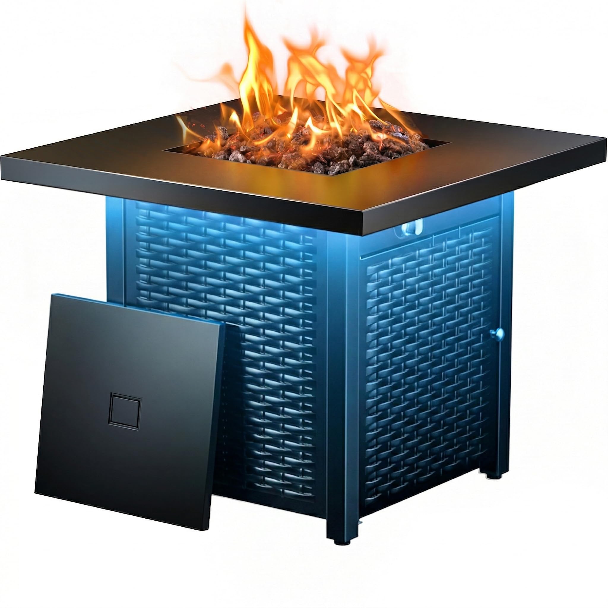 Ciays 28" Propane Fire Pit Table, 50,000 BTU CSA-Listed Gas Fire Pit with RGB Li