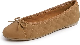 Feversole Women's Fashion Bow Tie Fashion Dress Quilted Ballet Flat, Round Toe Ballerina for Women