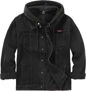 Men's Denim Jacket Distressed Hooded Jean Jackets Baggy Ripped Trucker Coat