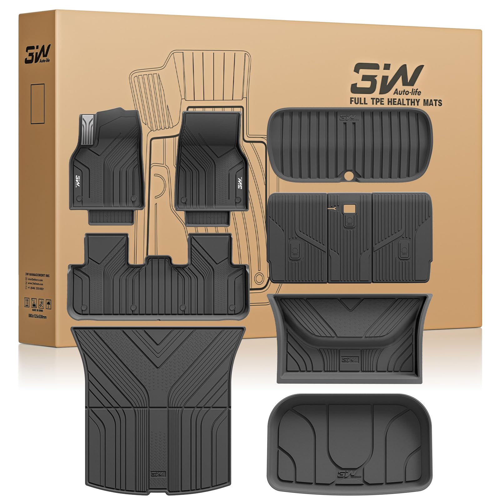 3W Tesla New Model Y Juniper 2025 2026 Floor Mats & Cargo Liners,1st 2nd
