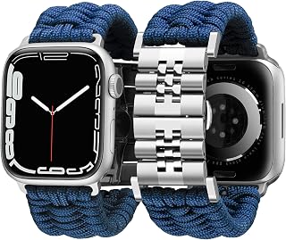BINLUN Compatible with Apple Watch Band 49mm 46mm 45mm 44mm 42mm 41mm 40mm 38mm Paracord Braided Stainless Steel Replacement Strap Fit for iWatch Ultra2 Ultra Series 10/9/8/7/SE2/SE/6 /5/4 3/2/1