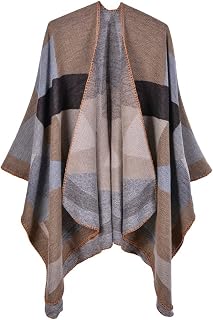 Poncho Femme Hiver Élégant Châle Femme Chaud Poncho Cape Réversible Écharpe Châle Hiver Automne Cadeau de Noël pour Femme