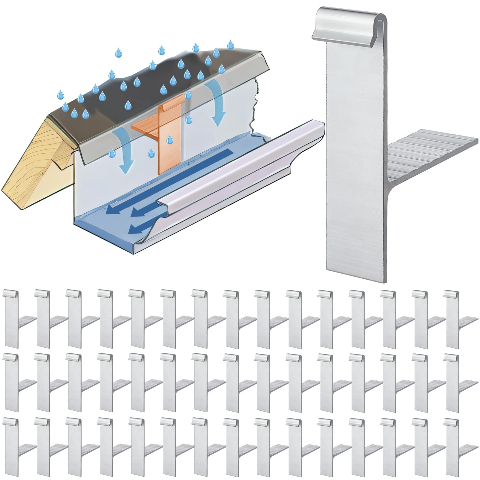 Blulu 50 Pcs Luminum T Wedges for Gutters | Gutter Wedges for 5'' K Style Gutter