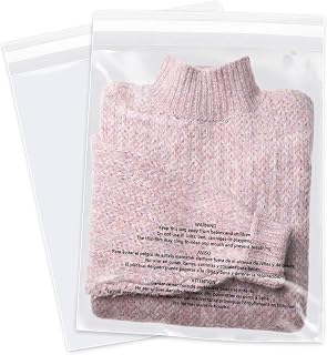 WEPOLY 12" x 15" (100 Count) Clear Poly Bags with Suffocation Warning | Self Seal Clear Poly Bags 1.6 Mil for Packaging, Shirts, Clothing & FBA - Permanent Adhesive