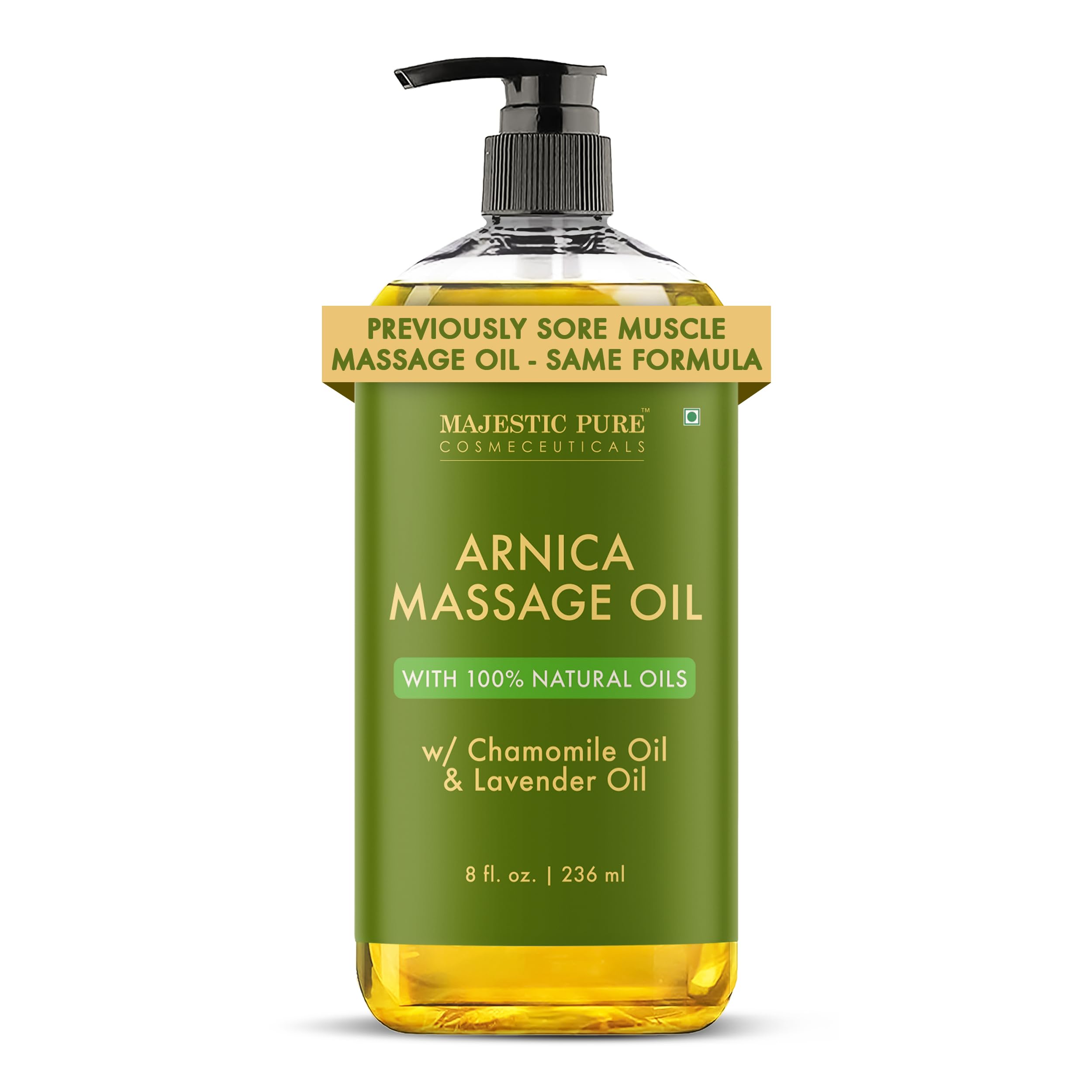 Majestic Pure Arnica Massage Oil, Relaxing Body Oil, 8 Fl Oz | 100% Natural Oil 