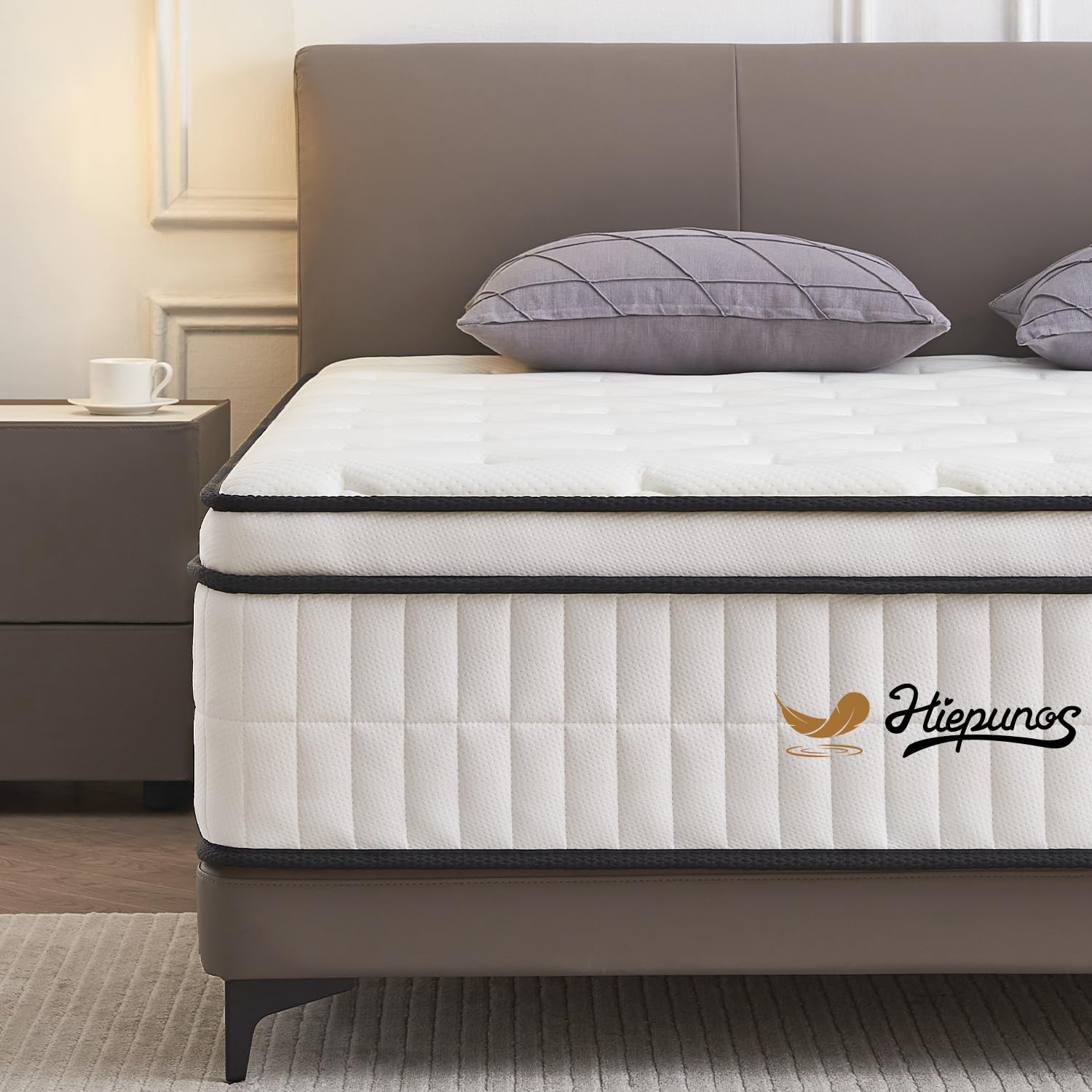 Hiepunos 5FT King Size Mattress, 12 INCH King Memory Foam Sprung Mattress Medium