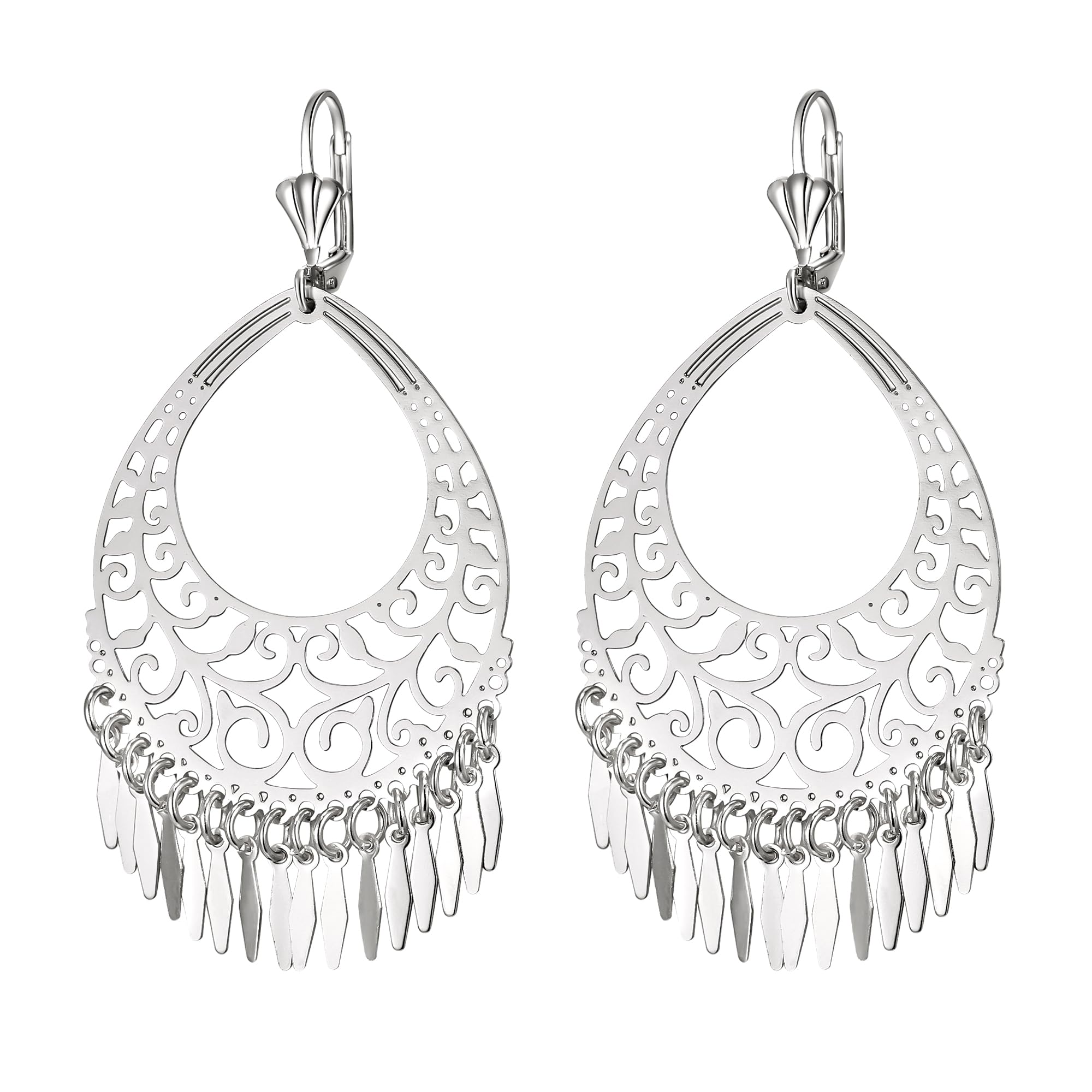 FANZE Statement Silver/Gold Plated Dangle Earrings for Women Trendy Tassel Drop 