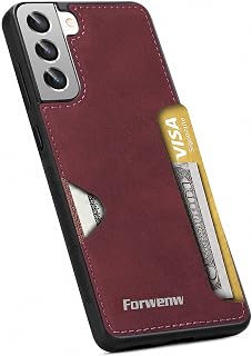 for Samsung Galaxy S21 Case with Card Slot Wallet Phone Case, Red