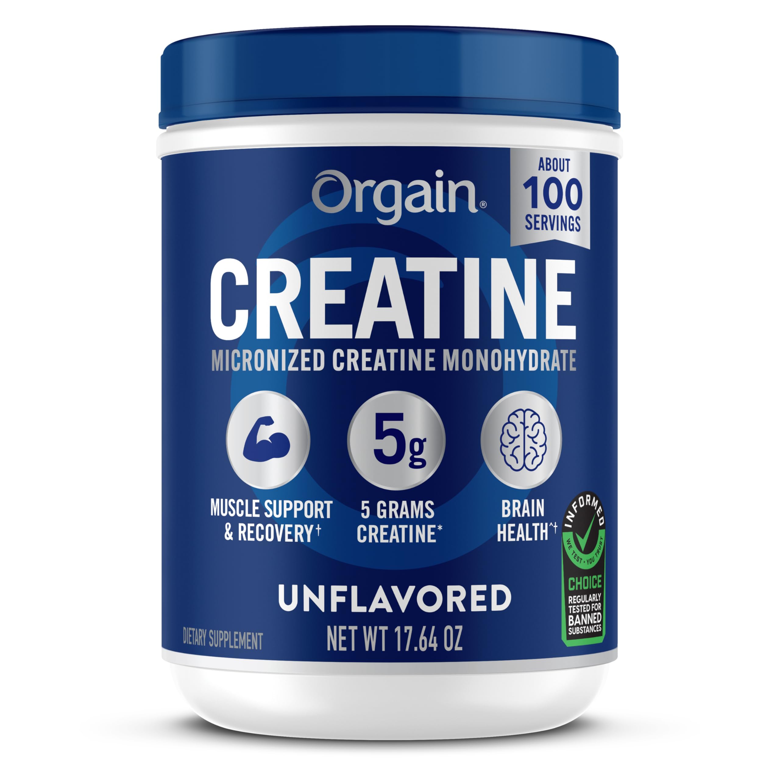Orgain 5g Creatine Monohydrate Micronized Powder, Unflavored, 100 Servings | Cre