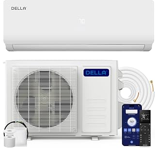DELLA Vario Series 12000 BTU Mini Split Air Conditioner Work with Alexa with 1 Ton Pre-Charged Heat Pump Ductless Inverter System, 23 SEER2, Cools Up to 550 Sq. Ft,16.4ft Installation Kit Included