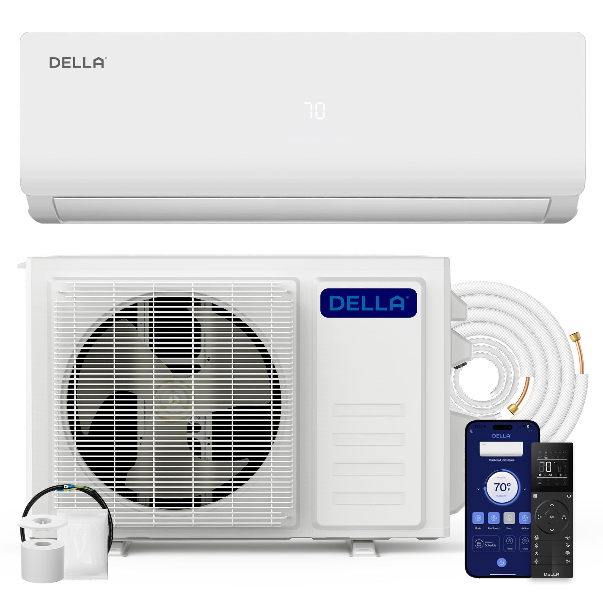 DELLA Vario Series 12000 BTU Mini Split Air Conditioner Work with Alexa with 1 T