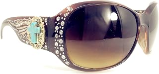 Texas West Womens Sunglasses With Rhinestone Bling UV 400 PC Lens Horse/Concho/Cross/Pistol/Butterfly/Star