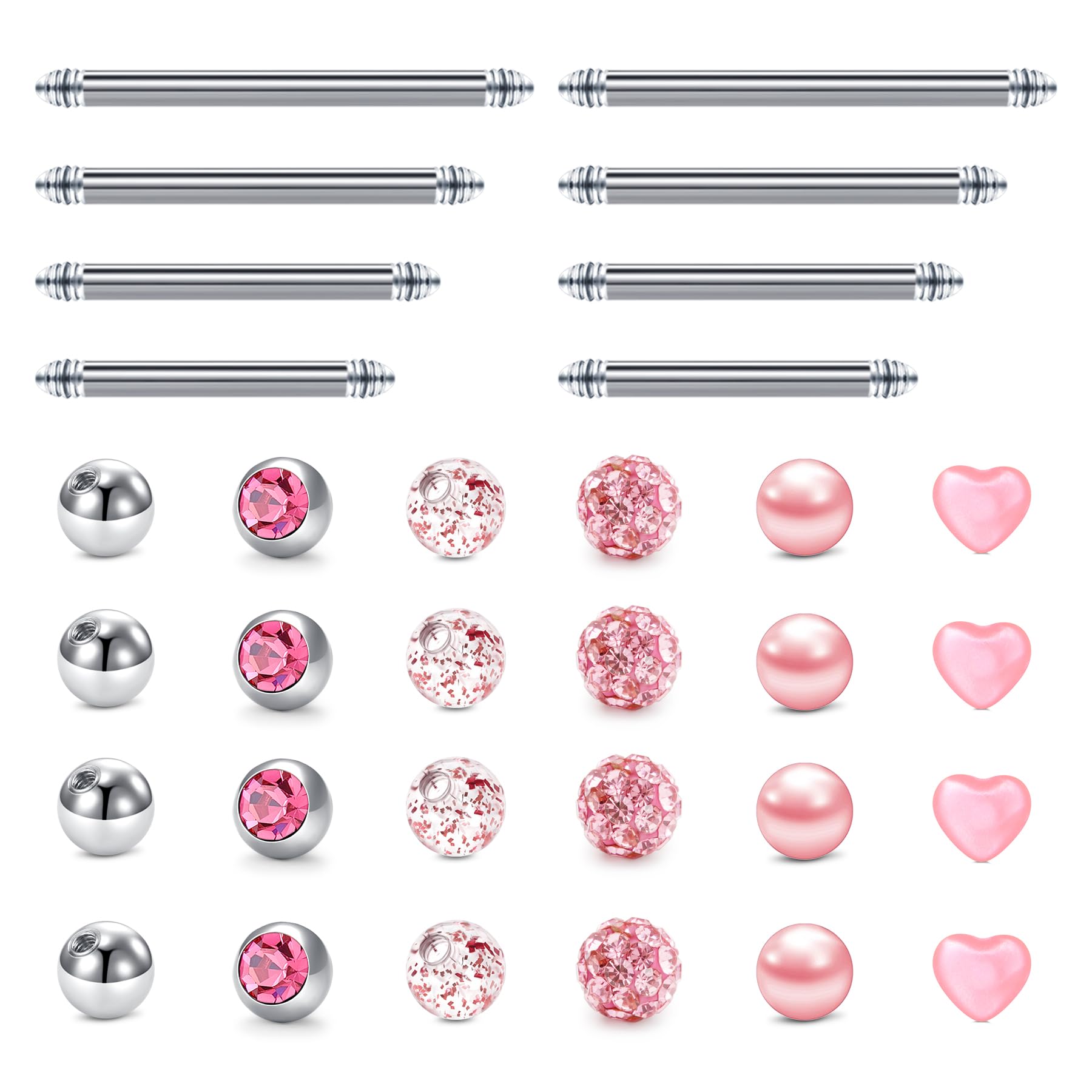 Briana Williams 14G Replacement Balls Straight Barbells for Tongue Bars Nipple P