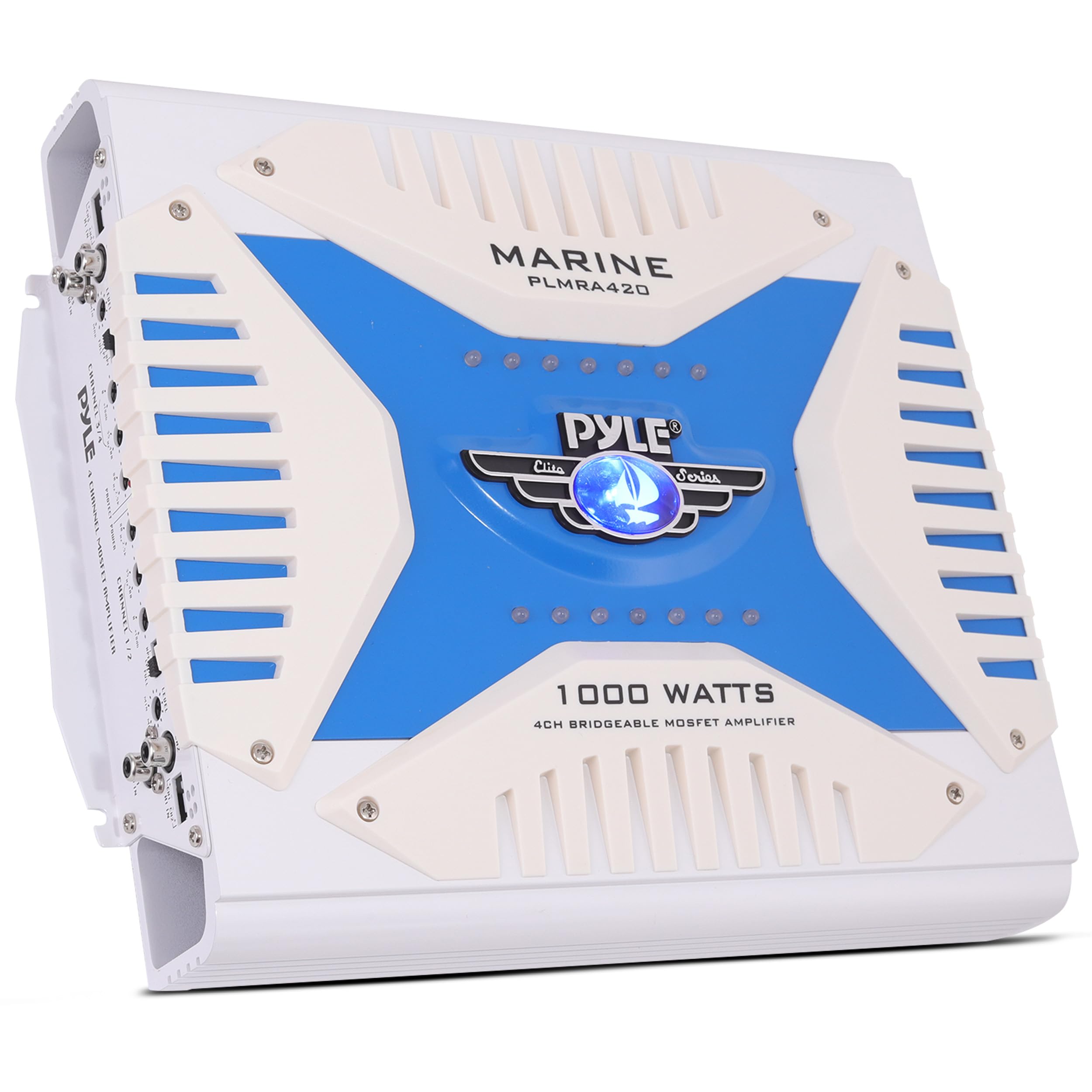 Pyle Hydra Marine Amplifier - Upgraded Elite Series 1000 Watt 4 Channel Bridgeab