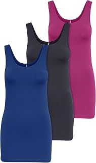 ONLY Set of 3 Tops for Women Basic Tank Tops White, Black, Grey, Blue, Cream T-Shirt Long Woman Summer T-Shirts 15201465