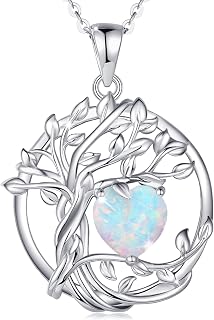 FANCIME Tree of life Birthstone necklace Sterling Silver Jewelry for Women