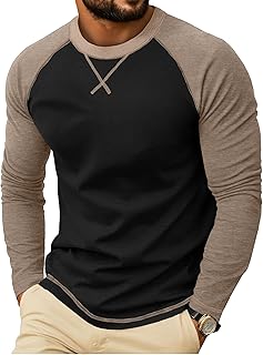 Askdeer Mens Cotton T-Shirt Short Long Sleeve Casual Shirts Crewneck Lightweight Soft Stylish T-Shirts