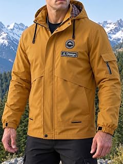 Men's Softshell Jacket Hooded Waterproof Lightweight Hiking Jacket