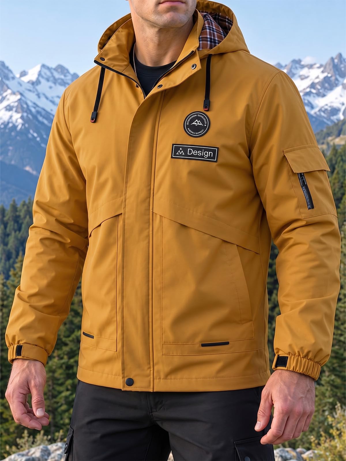 Men's Softshell Jacket Hooded Waterproof Lightweight Hiking Jacket