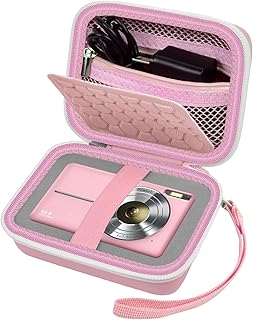 Comecase Digital Camera Case for Kodak PIXPRO FZ55/FZ45/ for CAMKORY, Pink | Hard Case for Lecran/ for VAHOIALD and More, Mesh Pocket&Wrist Strap, Compact for Travel, School and Daily Storage. Case only