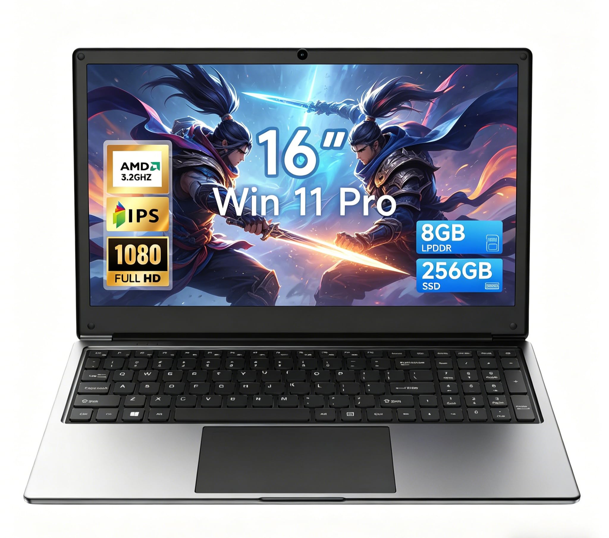 16-inch Laptop Computer with Win11, 8GB RAM 256GB SSD Expandable 1TB, AMD A9(up 