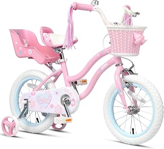 Glerc Petal Girls Bike 12-18 Inch for Ages 2-9, Kids Bike with Training Wheels, Basket & Streamers, Princess Style Kids Bicycle, for Girls