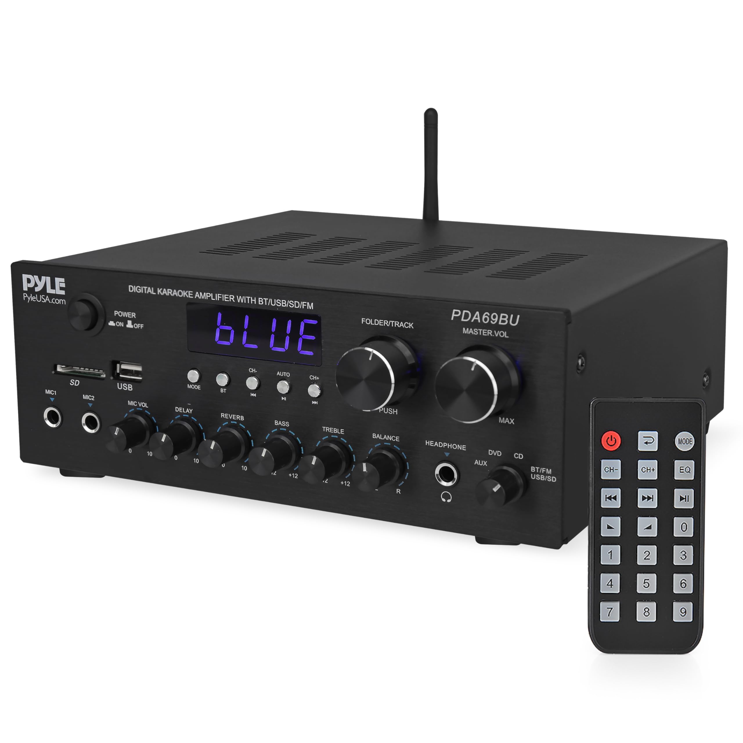 Pyle Bluetooth Stereo Amplifier Receiver – 300W Dual Channel Audio System with M