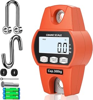 Digital Hanging Scales for Weighing, 660lb Crane Scale for Farm Hunting | The hanging scales for weighing feature thickened hook, aluminum alloy body, LCD display, KG/LB/N unit switch, tare function