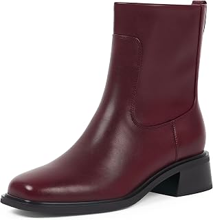 QIY Ankle Boots for Women Square Toe Low Heel Boots