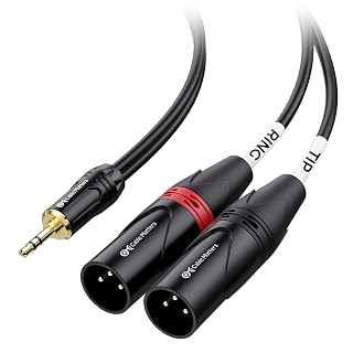 Cable Matters 3.5mm Mini Jack to Dual XLR Male Cable 1.8m | Male to Male Y-Splitter Cable, 1/8 Inch TRS to 2 XLR Male
