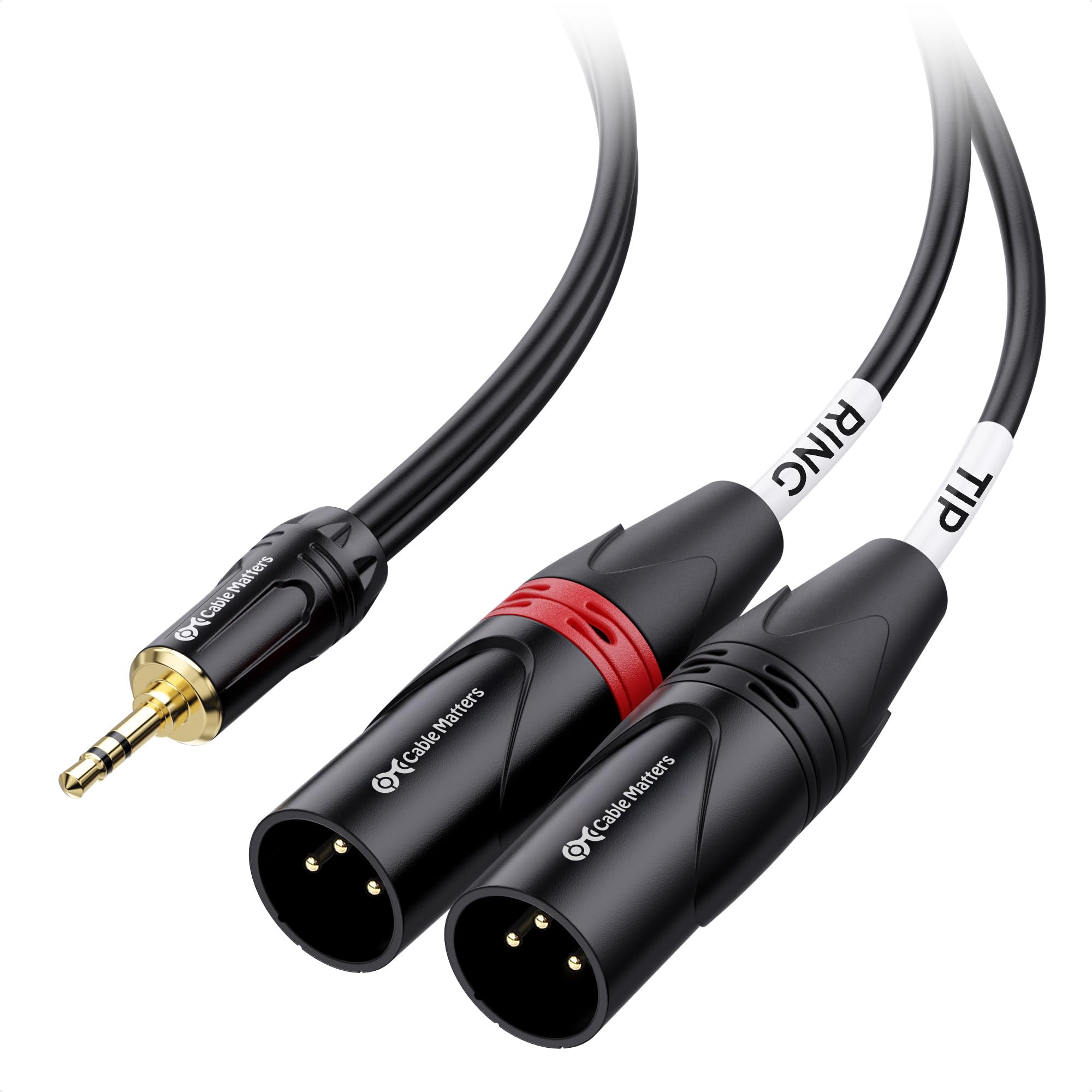 Cable Matters 3.5mm Mini Jack to Dual XLR Male Cable 1.8m | Male to Male Y-Split