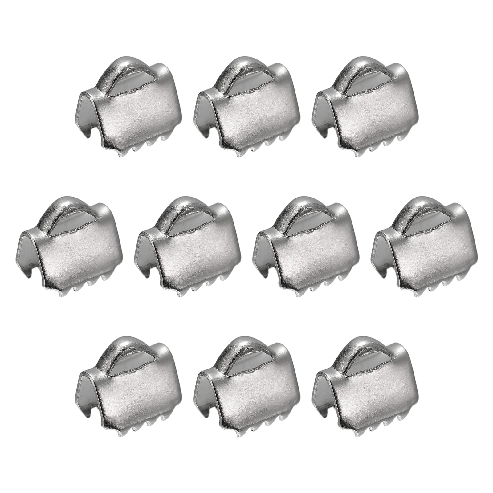 30pcs 6.5mm Stainless Steel Crimp Clamps with Ribbon Ends Smooth Crimp Clamps fo