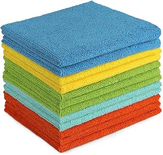 AIDEA Microfibre Cleaning Cloths Pack of 12, Lint Free and Streak Free Tea Towels, Washable Reusable Towel for Home, Kitchen, Car, Glass, Floor, 30cm x 30cm