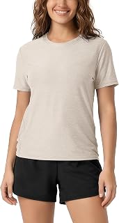 ODODOS Women's Performance Cropped Tee Ultra Soft odSTRATUM Tech Short Sleeve Relaxed Top Crew Neck T-Shirts