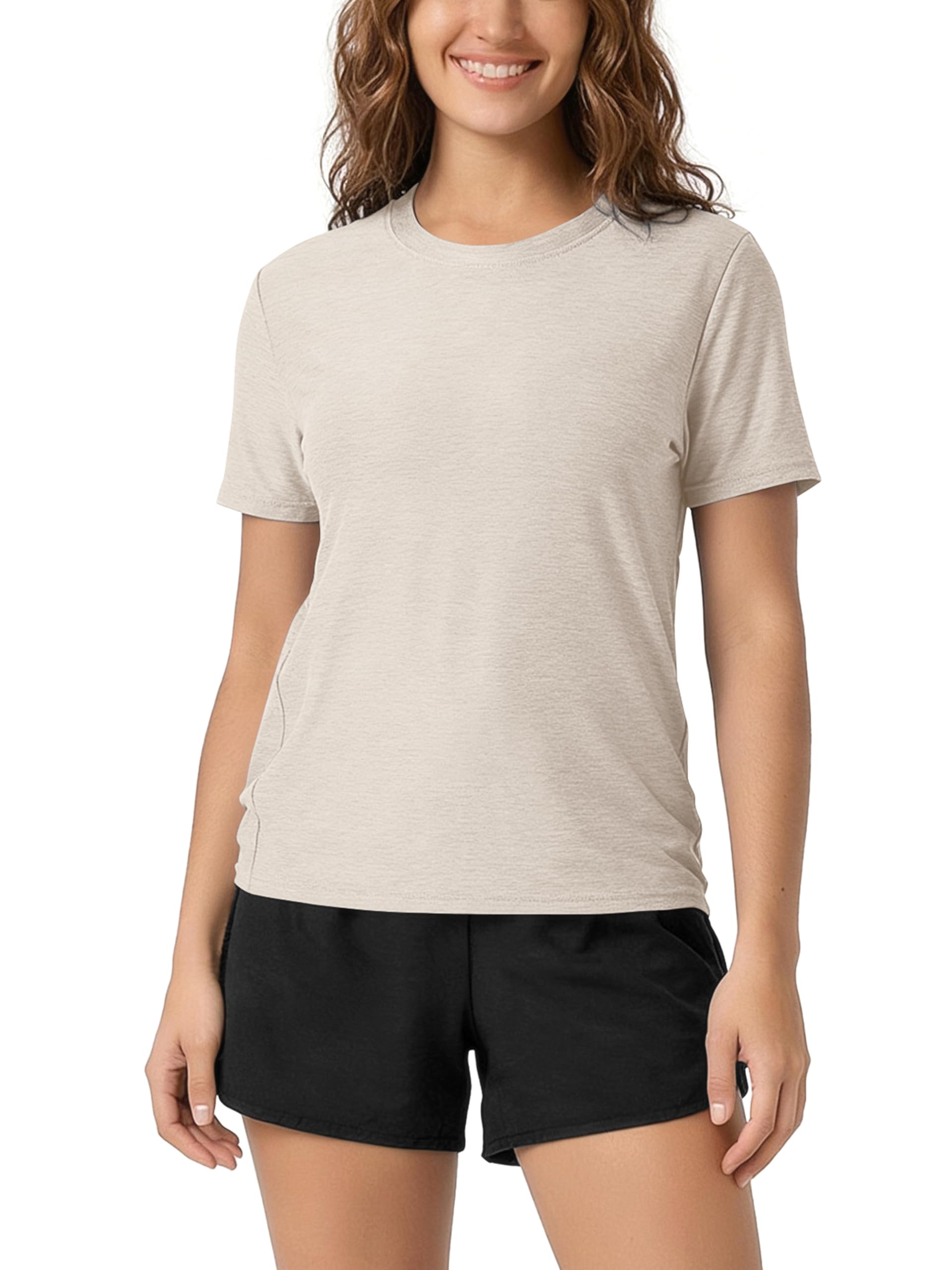 ODODOS Women's Performance Cropped Tee Ultra Soft odSTRATUM Tech Short Sleeve Re