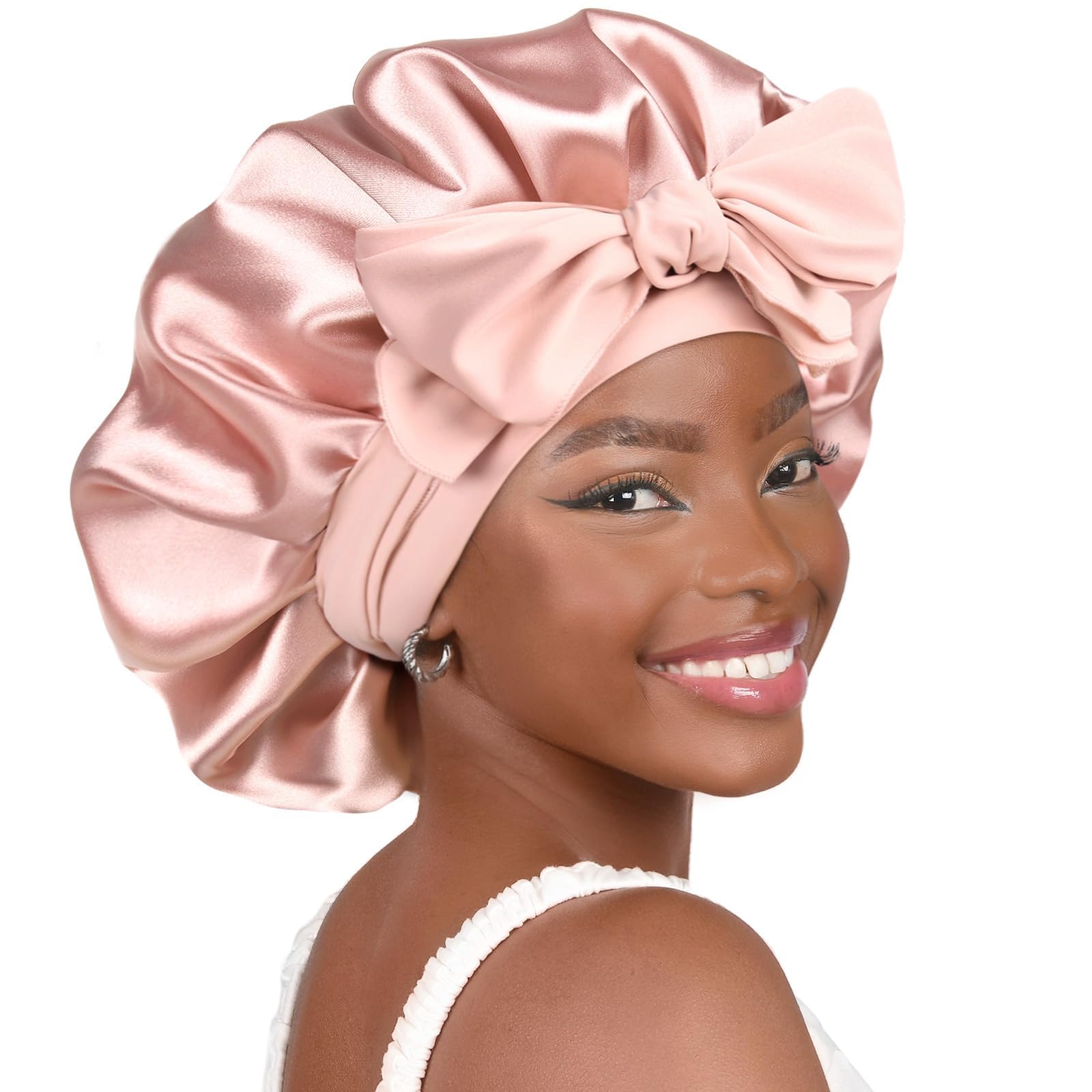 YANIBEST Adjustable Silk Bonnet for Sleeping Women Double Layer Satin Bonnet Red