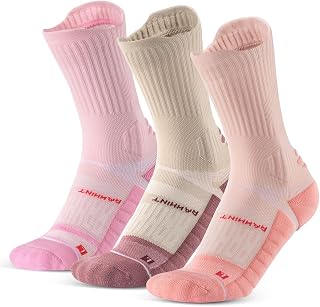 Rahhint Coolmax Compression Running Socks, Women's Hiking Socks, 3 Pairs, Anti-Blister, Sports Socks, Padded, Breathable, Sizes 35-47