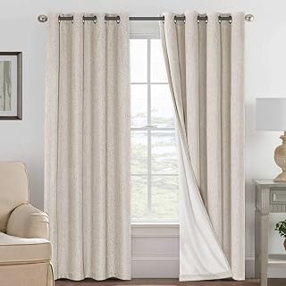 H.VERSAILTEX 100% Blackout Linen Curtains 84" L 2 Panels Natural | Total Black Out Drapes, Room Darkening Thermal Insulated, Grommet, GRS Certified, 52"W x 84"L Each for Bedroom/Living Room
