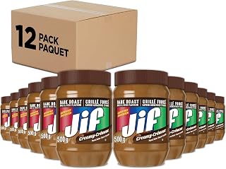 Jif Dark Roast Peanut Butter, 500 g (Pack of 12)