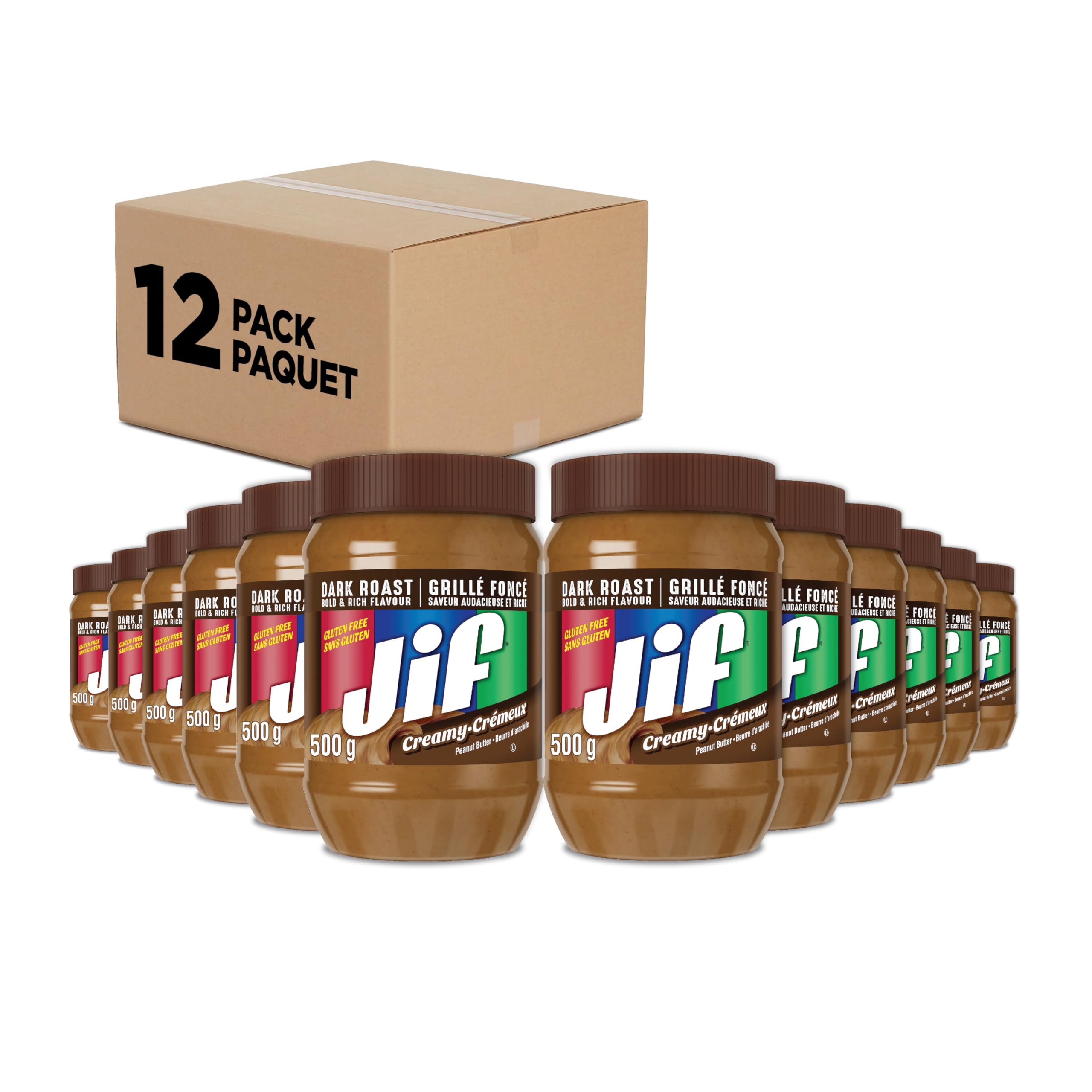Jif Dark Roast Peanut Butter, 500 g (Pack of 12)