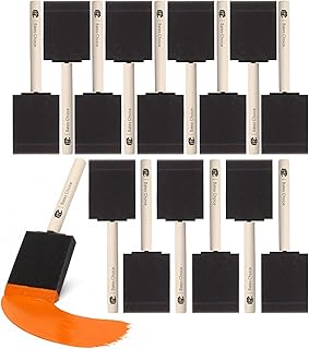 Bates- Foam Paint Brushes, 2 Inch, 16 Pack, Wooden Handle | for Painting, Staining, Varnish, Glue Application and DIY Crafts on Wood, Metal