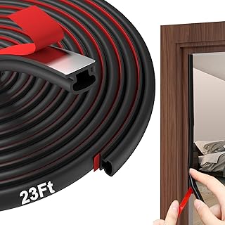 alophoty Door Weather Stripping Door Seal Strip, 23Ft, Black, 0.35"x0.24" | Self-Adhesive TPE Rubber Seal for Door Frame/Windows, Soundproofing & Insulation Strip to Block Drafts, Wind, Noise, Dust